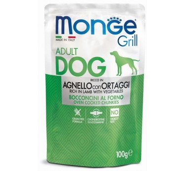 Monge Dog Grill Pouch паучи для собак ягненок с овощами 100г